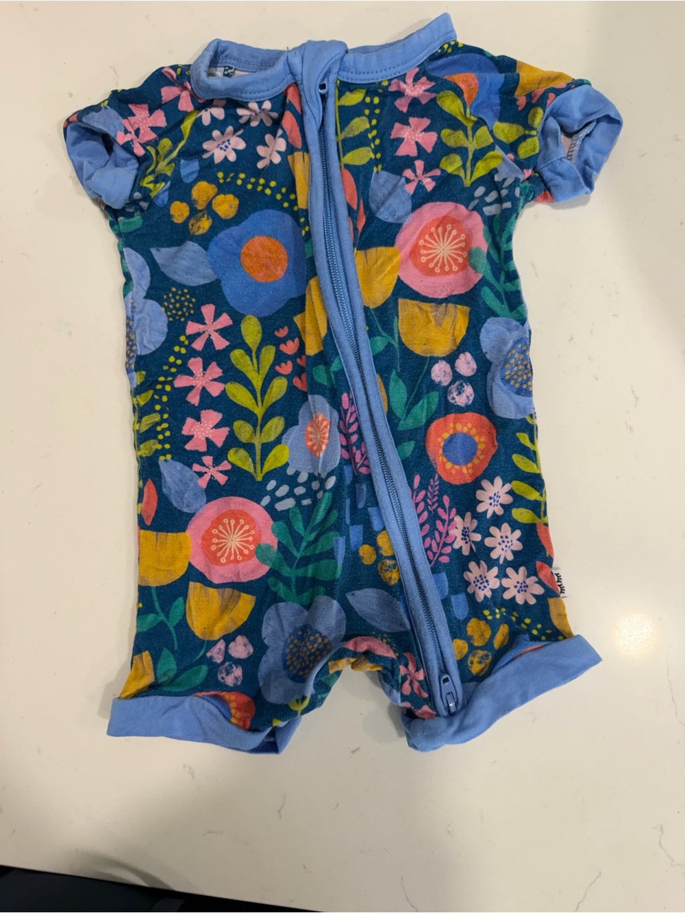 Little Sleepies Navy Blue Floral Zip Pajama Romper